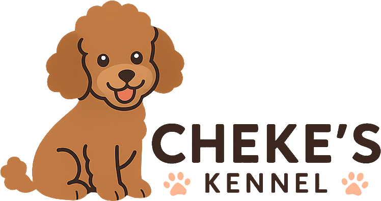 Cartoon-Illustration eines Hundes, der Cheke's Kennel darstellt