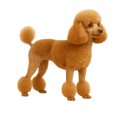 Red Toy Poodle in elegant English Saddle Clip
