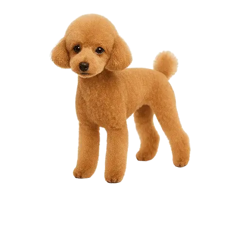 Red Toy Poodle with soft Lamb Cut grooming