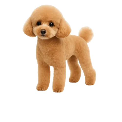 Red Toy Poodle with classic Puppy Cut