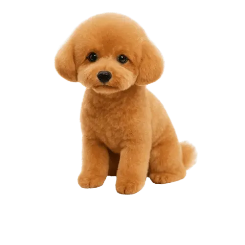 Adorable red Toy Poodle with Teddy Bear Cut