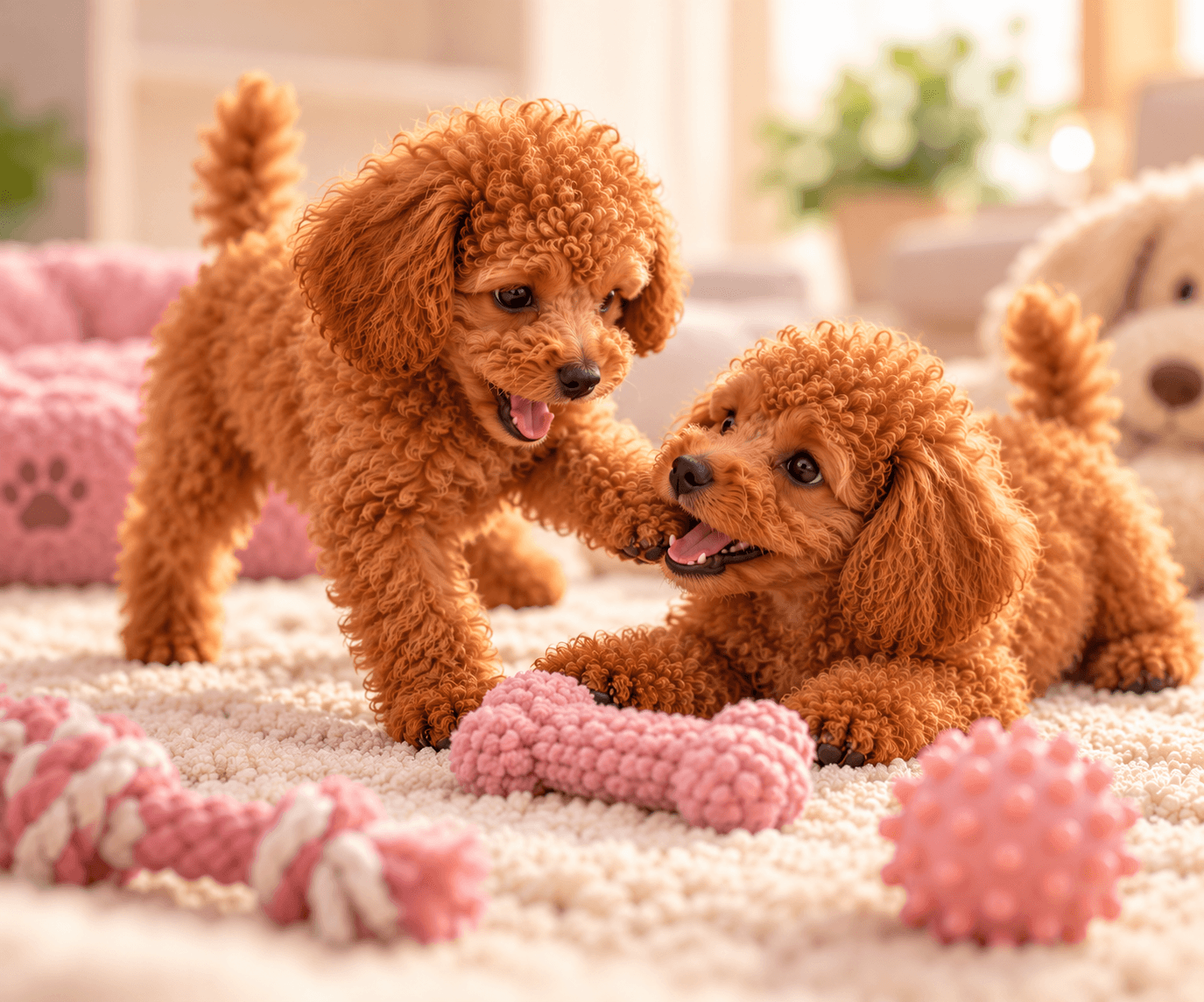 Playful Poodle Puppies at Home