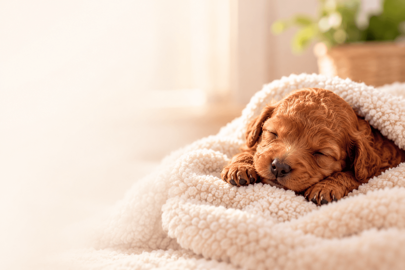 Sleeping Puppy in a Cozy Blanket