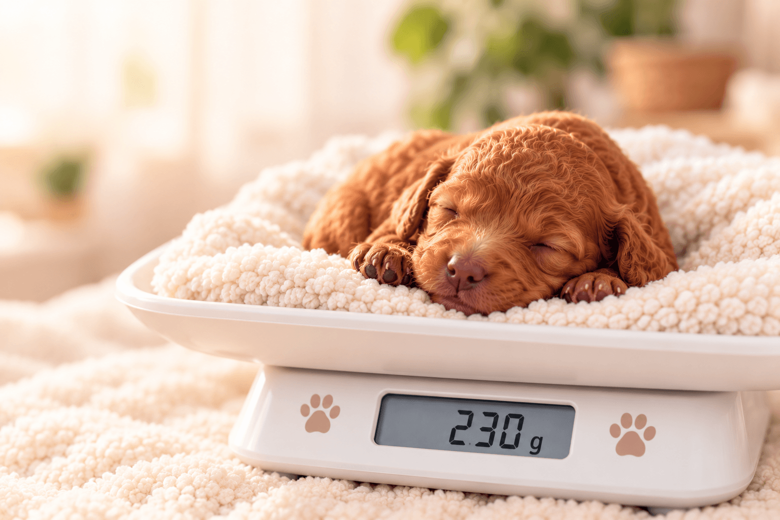 Sleeping Puppy on 230 g Scale