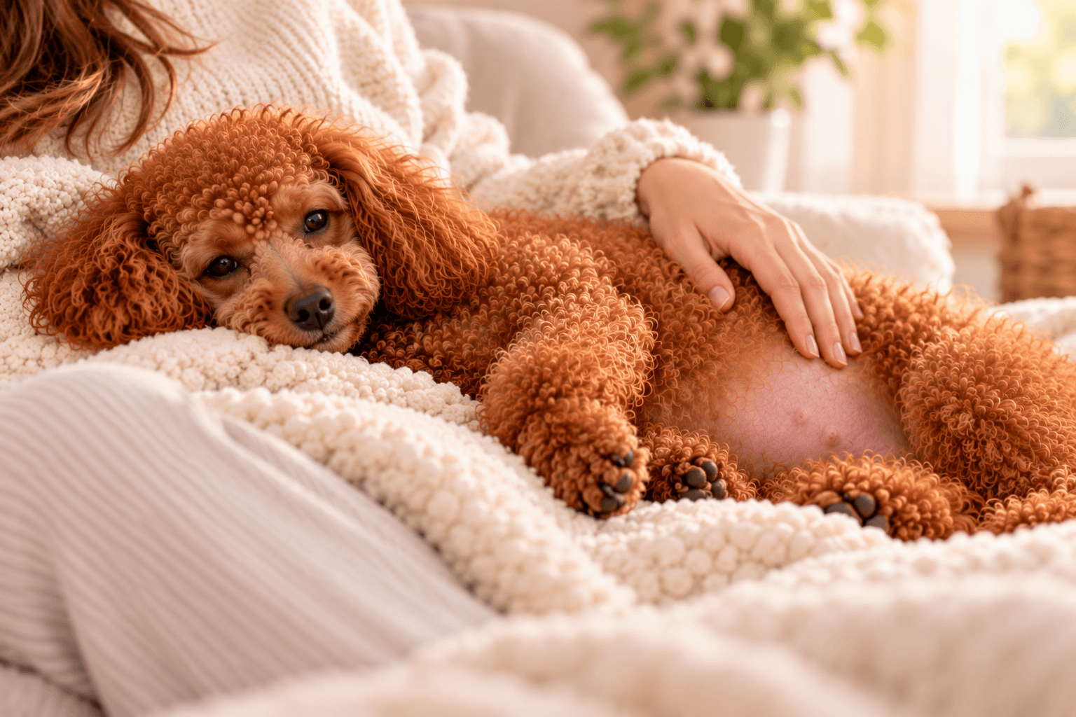 Gemütliches Pudel-Kuscheln