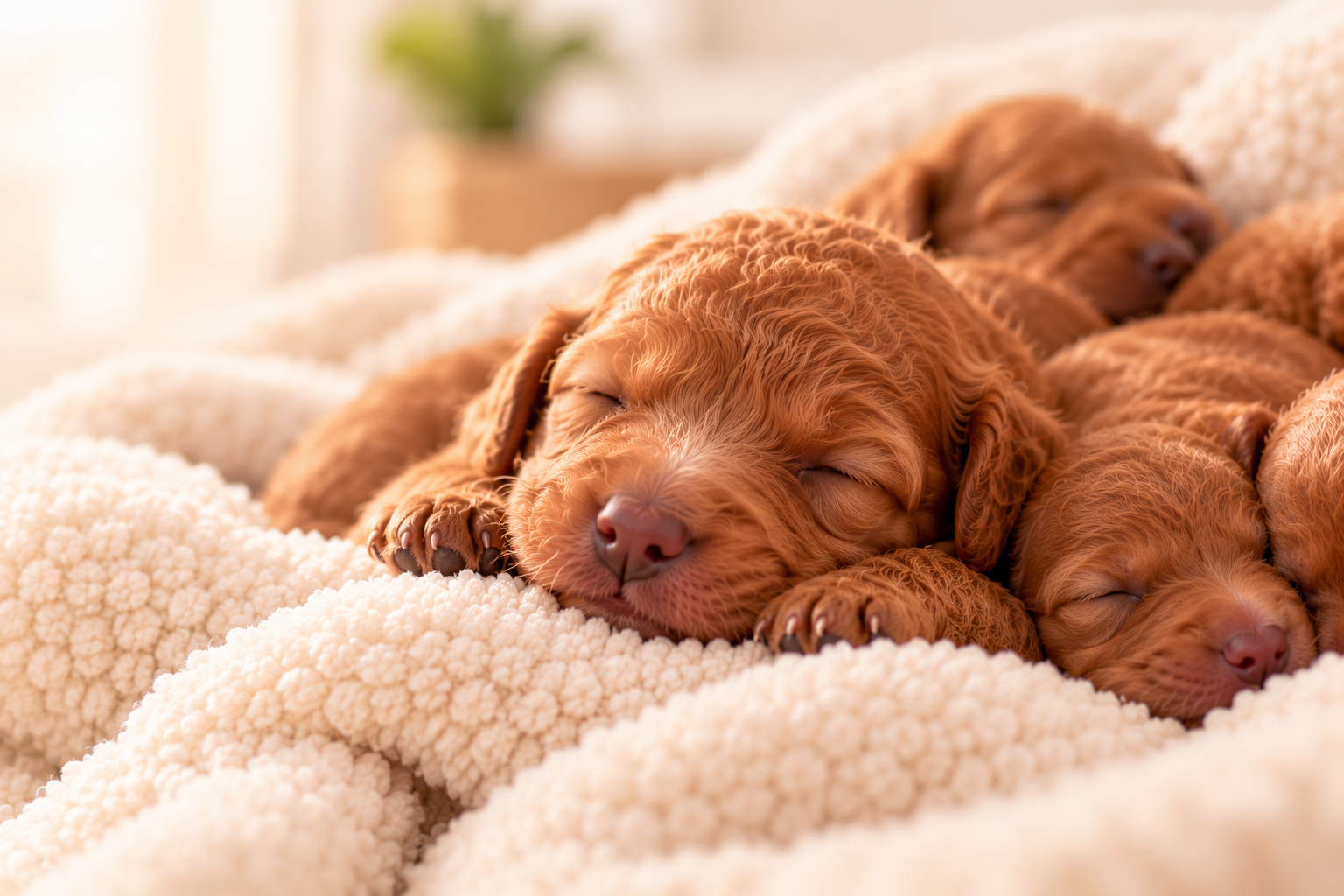 Sleeping Puppies on a Cozy Blanket