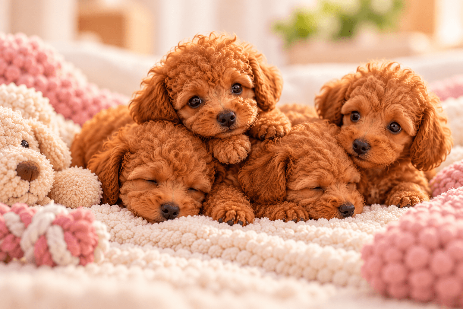 Cozy Pile of Curly Puppies